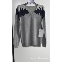 Long Sleeve Patterned V-Neck Pullover Man Sweater